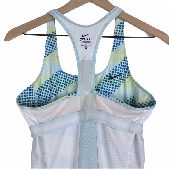 NIKE Dri Fit Tank Racerback Sports Bra Top Dots Workout Tennis Running Medium - Picture 10 of 14